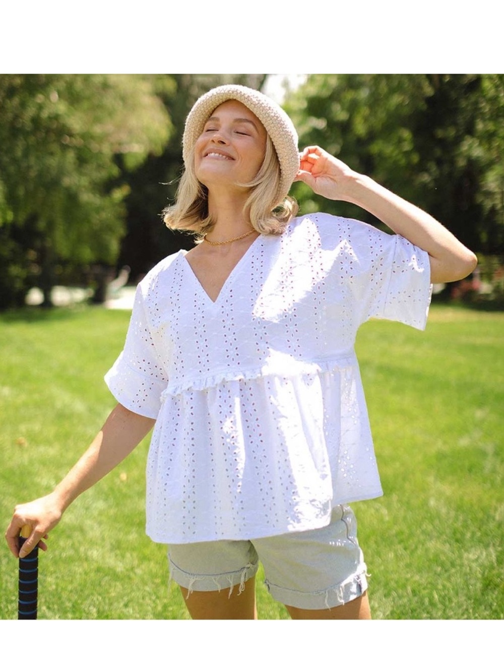 Albion Baby Doll Eyelet Blouse